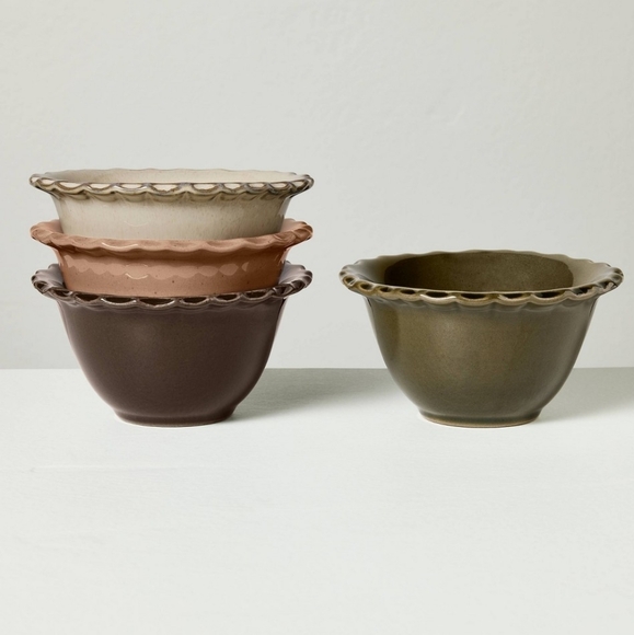 Hearth & Hand Other - Hearth And Hand Carved Edge Prep Bowls Set  Stoneware Target Brown Green Cream